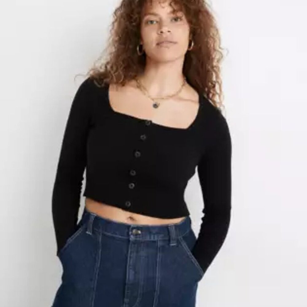 Rosseau Square-Neck Crop Cardigan Top